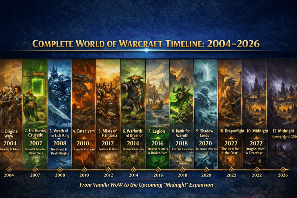 Complete World Of Warcraft Timeline WoW Release Years Expansion 