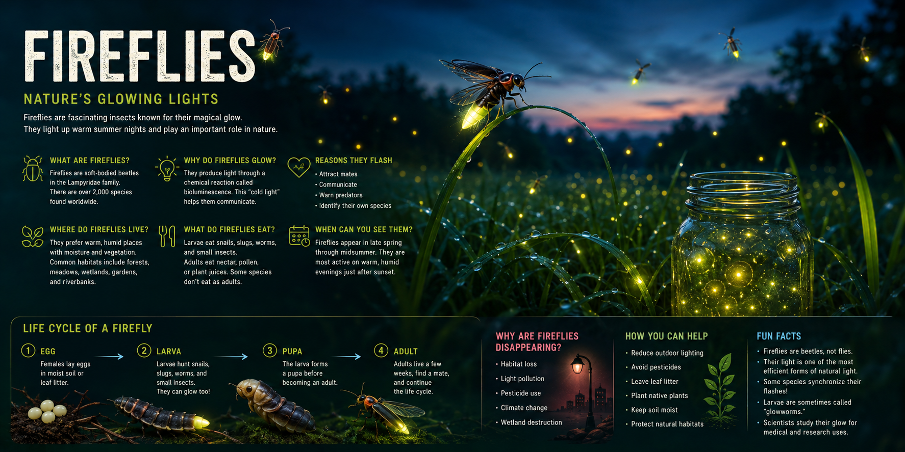 Fireflies: Amazing Glowing Insects – Fascinating Facts, Life Cycle ...